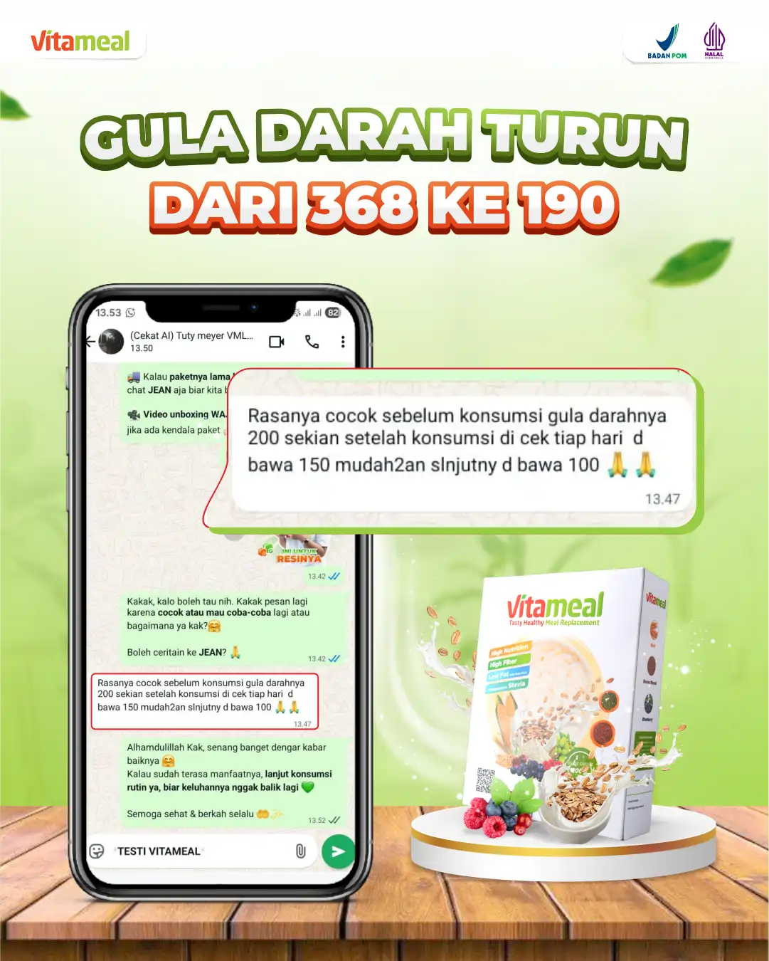 GULA DARAH TURUN DARI 368 KE 190